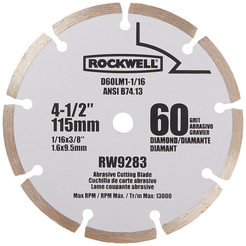 Rockwell RW9283 4 1/2-Inch 60-Grit Diamond Compact Circular Saw Blade - Image 1
